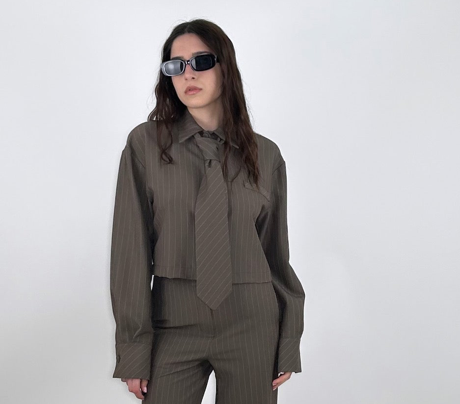 Camicia gessata con cravatta