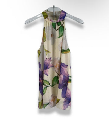 Blusa Halter con Stampa Floreale Artistica