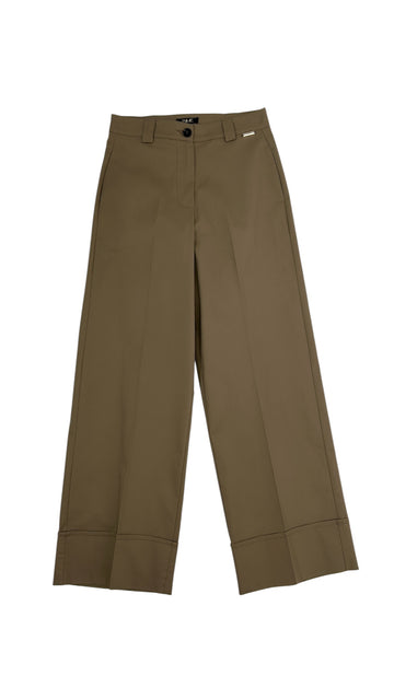 Pantalone wide leg vita alta e risvolto