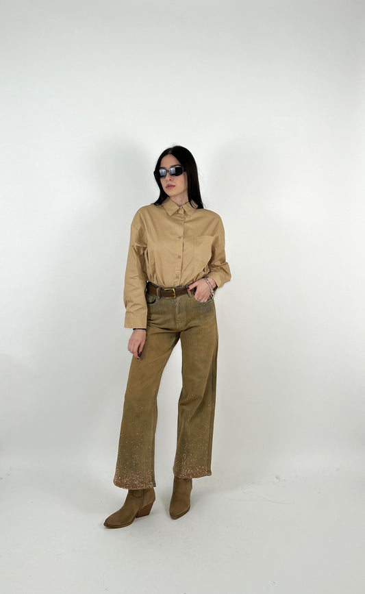 Jeans sabbia con brillantini