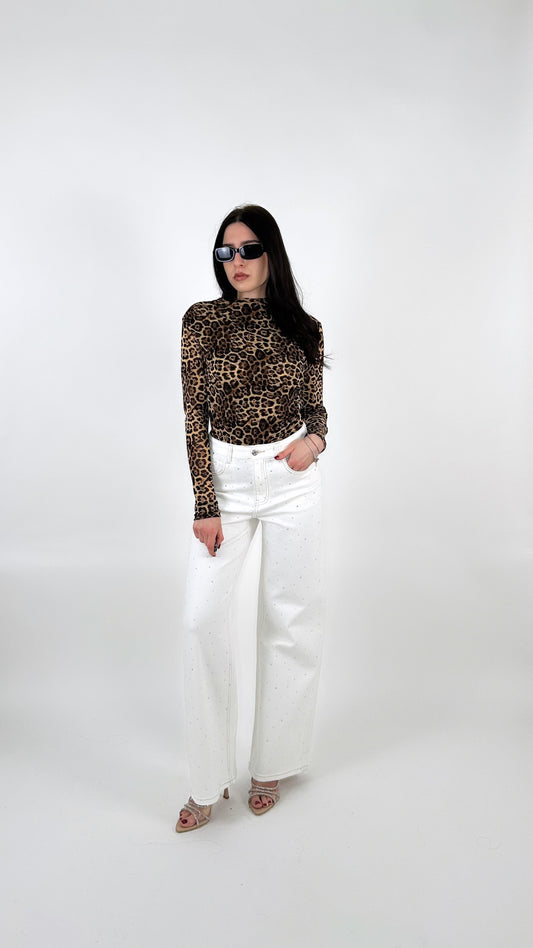 Jeans bianco con brillantini