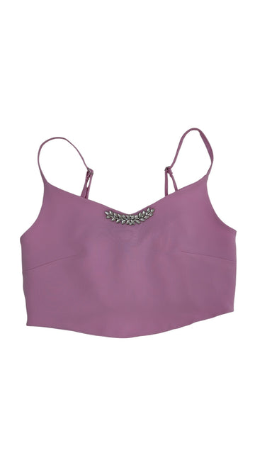 Crop top con cristalli