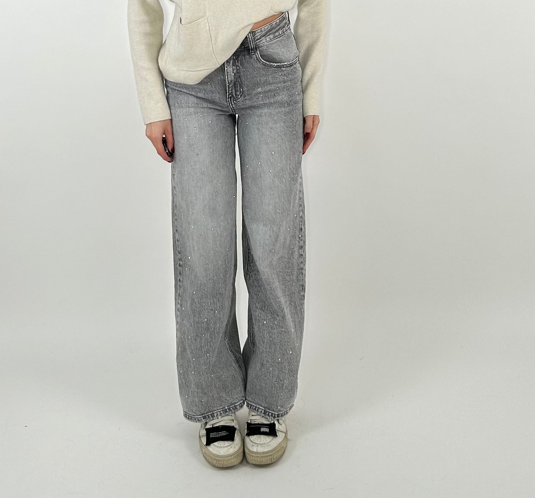 Jeans grigi brillantinati