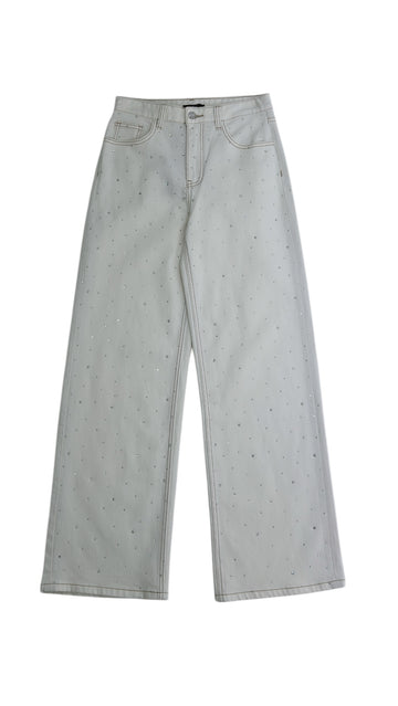 Jeans bianco con brillantini