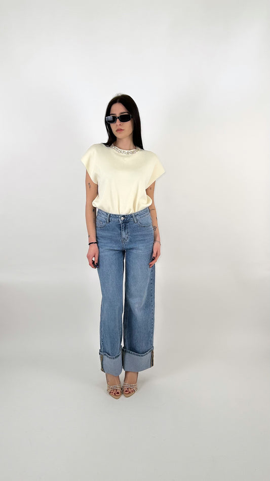 Maglia mezze maniche gioiello