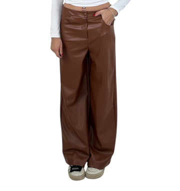 Pantalone ecopelle vita media