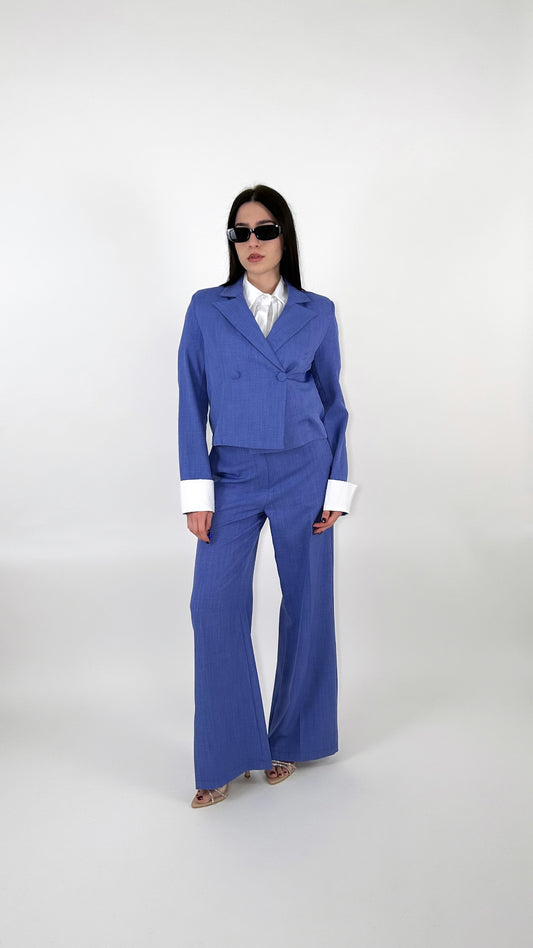 Giacca crop contrasto tailleur